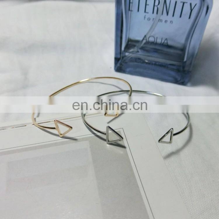 Hollow Triangle Square Geometric Opening Alloy Bangle Bracelet