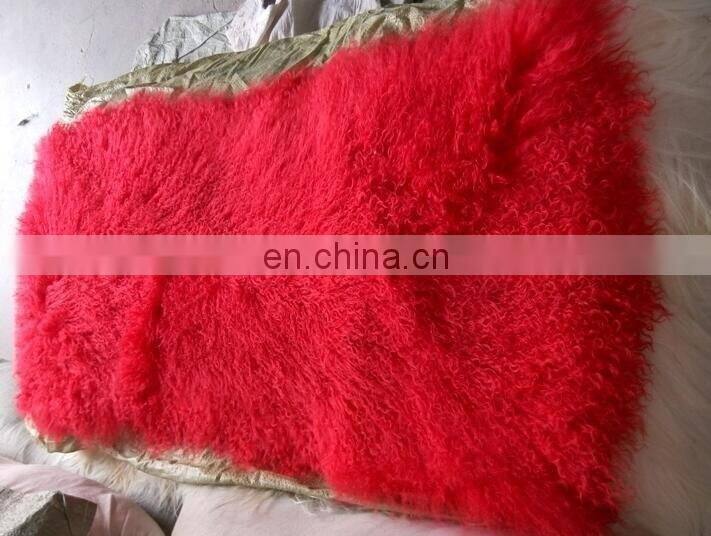 Factory wholesale long hair tanned real mongolian tibetan lamb fur plate