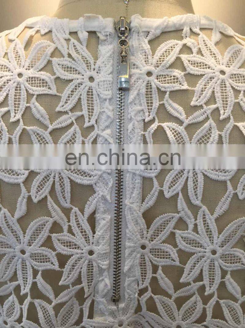 All lace back zipper half sleeve ladies tops