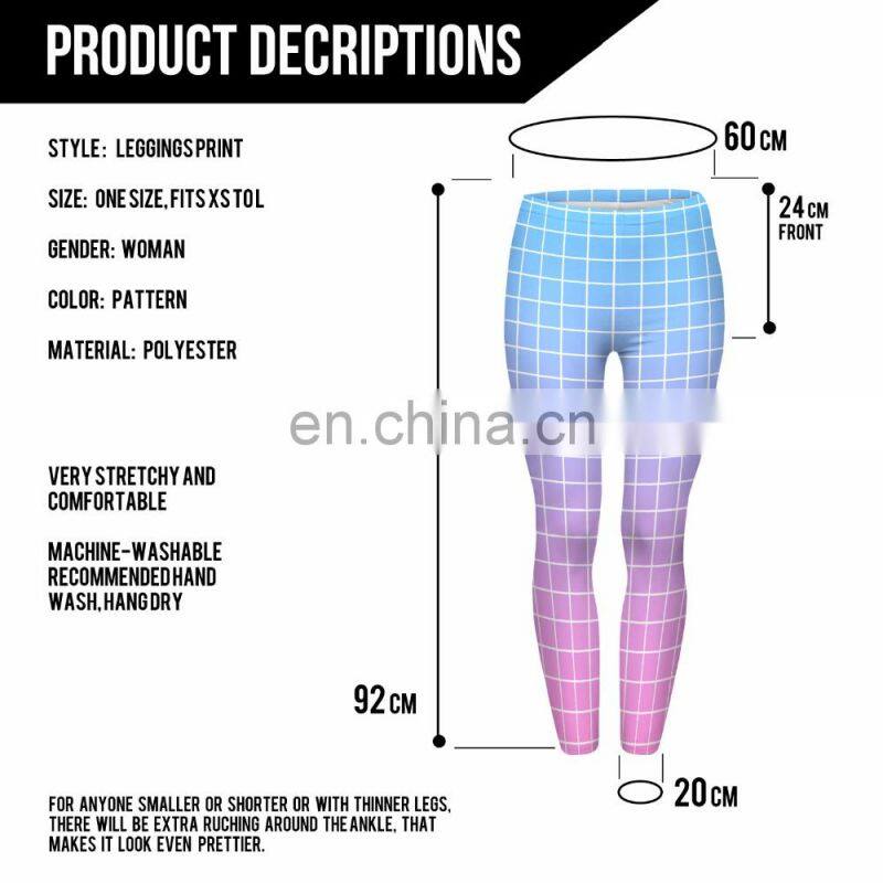 Antisocial grid muscle yoga fabric pants custom sport fashion stylish pattern femme fitness printed leggings for woman