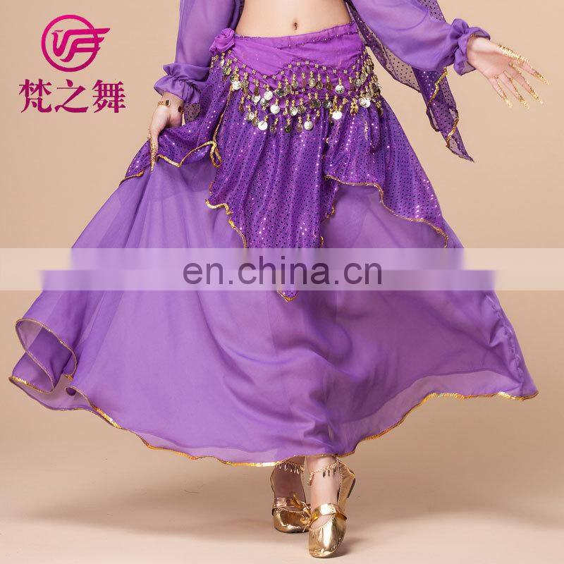 Indian chiffon long professional belly dance skirt Q-6033#