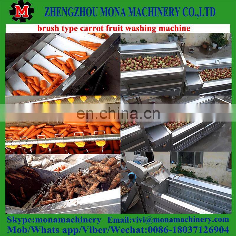 Spray Type Carrot/Lemon/Peach Fruit Washing Machine with roller brushes