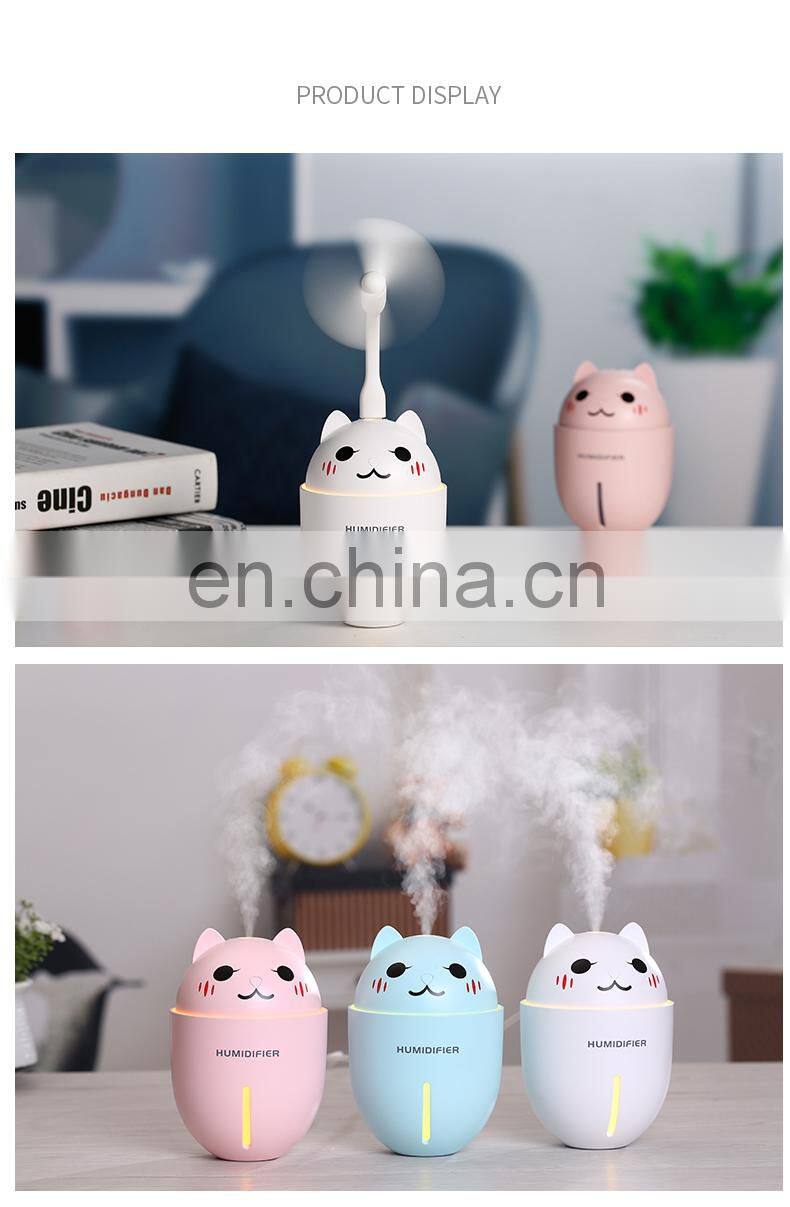 Wholesale portable CE night light function mini usb fan air humidifier for bedroom