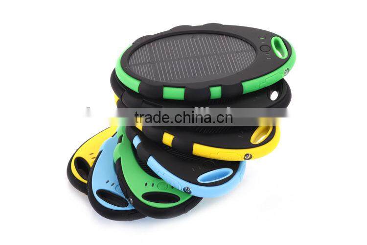 5000mah solar energy power bank, waterproof solar power bank charger
