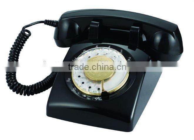 cute vintage landline telephone set with clock and display