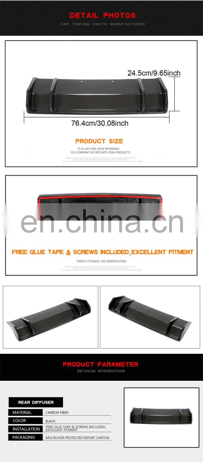 Rear Diffuser in Carbon Fiber For Dodge Challenger 2015-2018