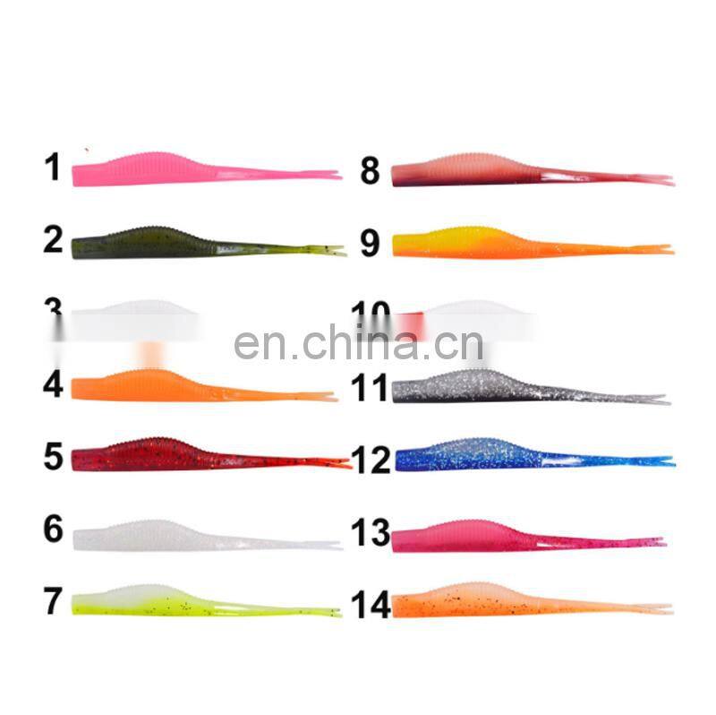 Amazon High Quality 128mm 6.5g 4pcs/bag 14 Colors Simulation Soft Bass Fishing Lure Fork Tail Soft Bait