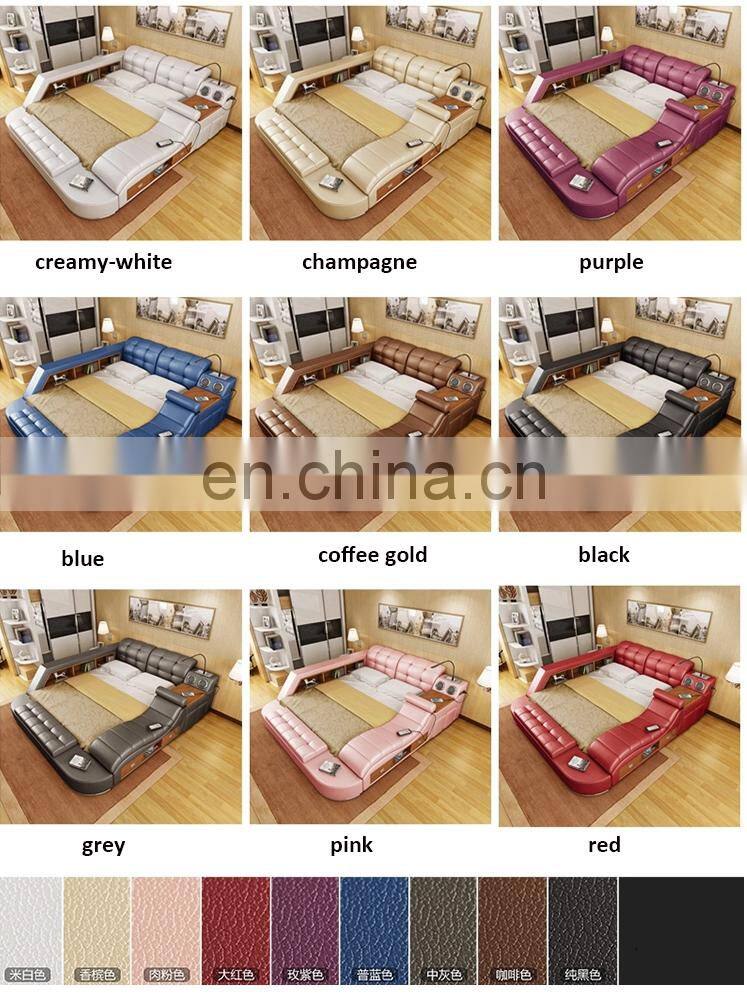 Luxury Modern style leather sofa wood beds room furniture for home or hotel