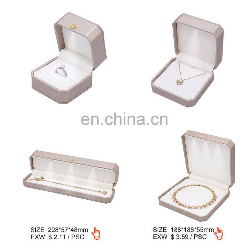 Unique Design Champagne Color Led Jewelry Box With Logo Jewelry Ring Box