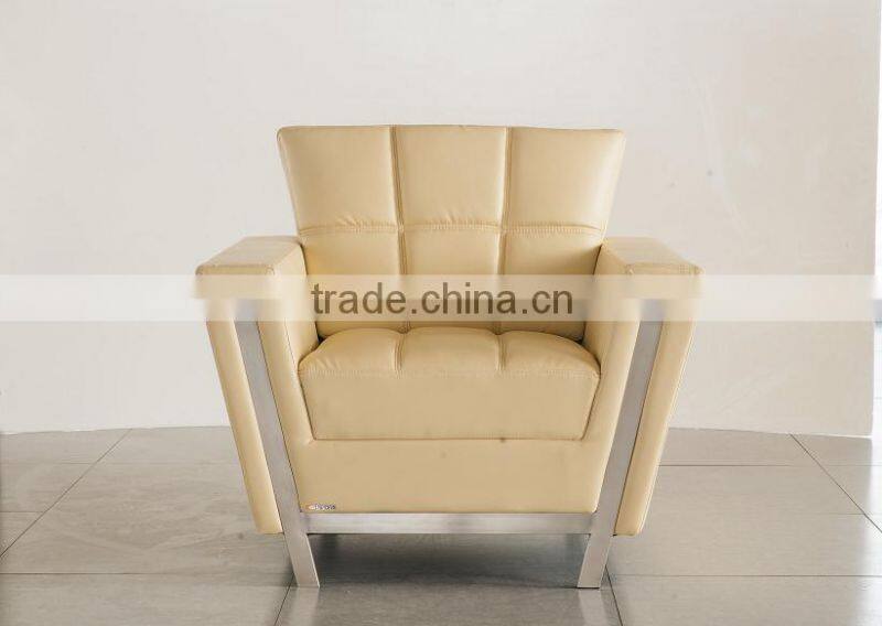 Soft back with sqare stitching leather sofa price good 3seater item 8060