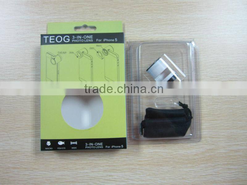 New 3 in 1 For photo lens for iPhone 5 (Fisheye Lens+ Wide Angle Lens+ Macro Lenses)