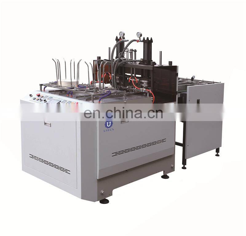 PP600H Semi Automatic double workplace PE-coated paper plate making machine, wedding decoration pasty tray forming machinery
