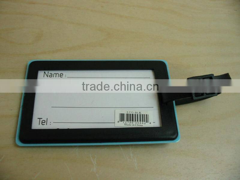 luggage Tag with insert name card, 2D embossed silicone luggage tags