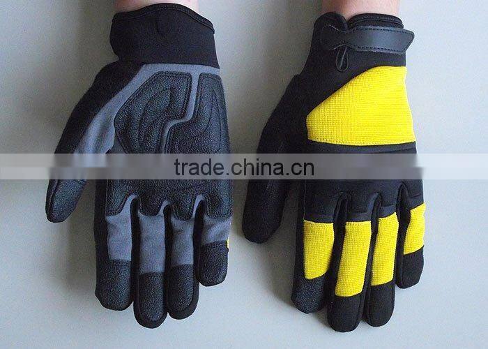 Spandex Back Synthetic Leather Palm safety Protective Mechanic Work Gloves