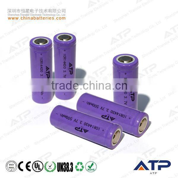 high quality 3.7v icr 14430 li-ion rechargeable battery / li ion 3.7v 500mah