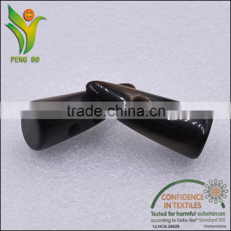 horn shape looking polyester resin toggle buttons for clothing