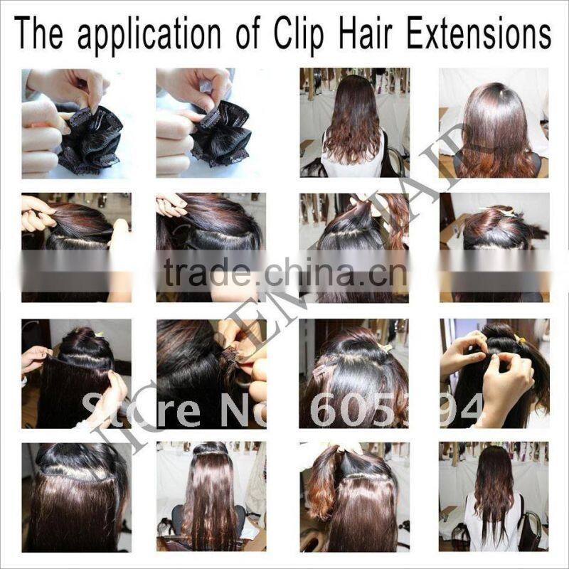 Wholesale Top quality 100% virgin human hair clip in hair extension single clip in blonde hair