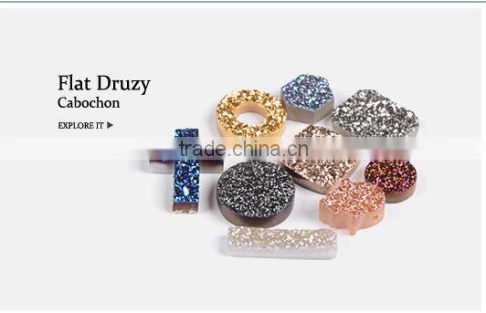 2016 Round Fashion earrings High Quality Titanium Silver Druzy Stone Stud Earrings