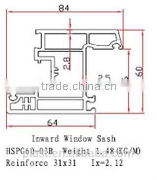 Top quality pvc profiles for window sash