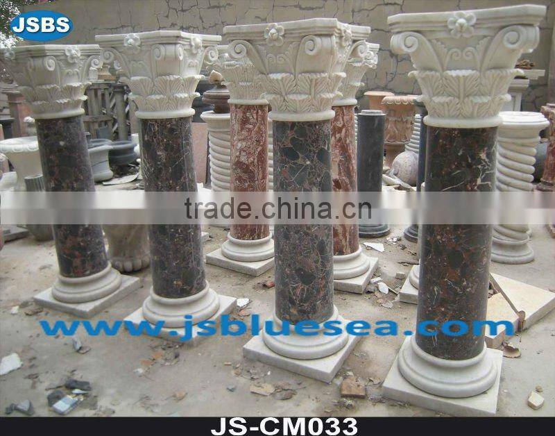 White marble column base beautiful carving