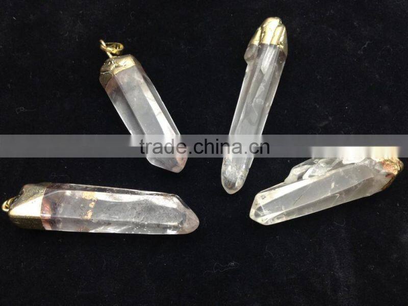 Wholesale Natural Druzy Stone Fashionable Crystal Gold Plated Edge Pendant