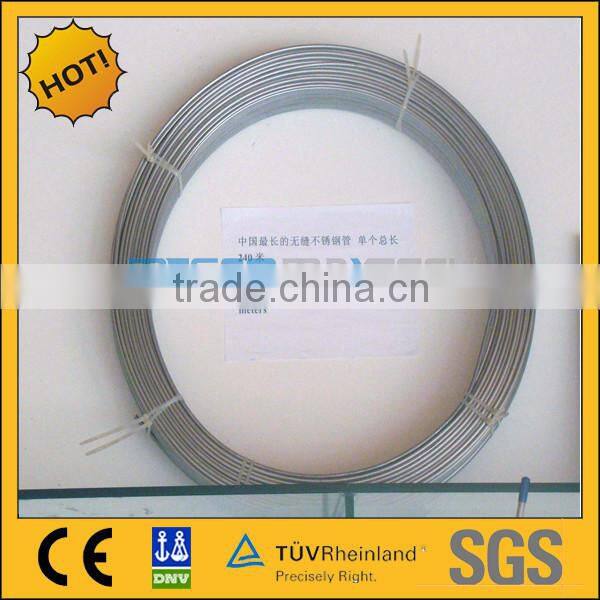 Stainless steel seamless coiled tube, bright annealed