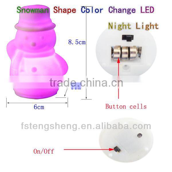 Wholesale colour changing snowman night light with battery for baby