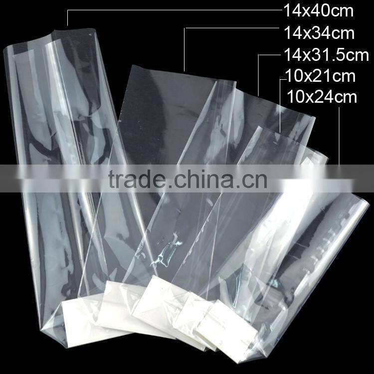 square bottom self adhesive seal opp bags with paper card