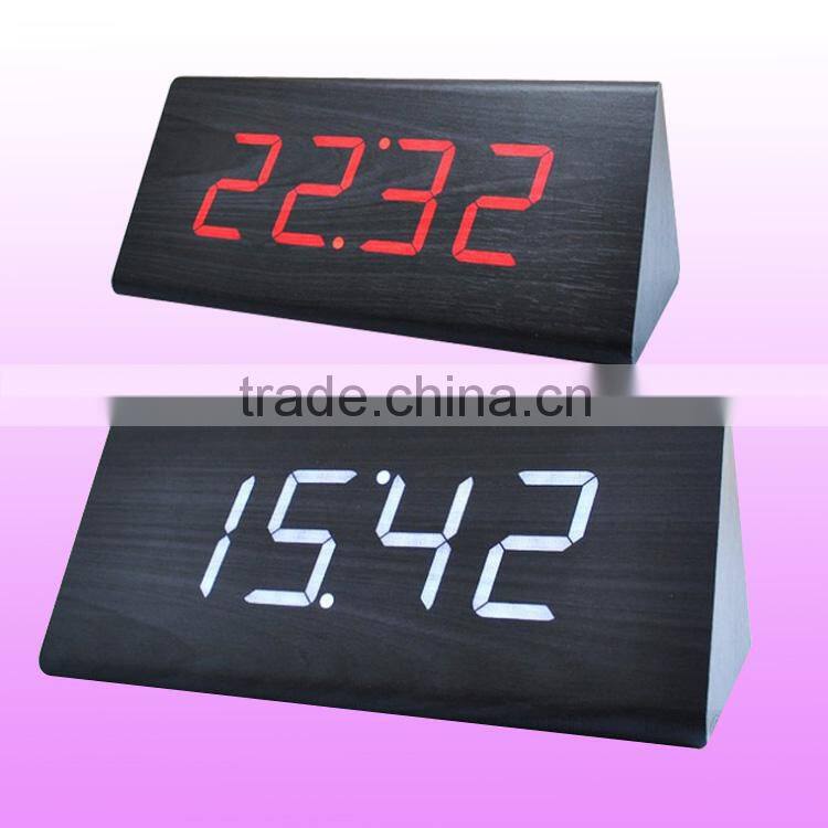 Triangle digital wooden clock & triangle wooden clock, table clock
