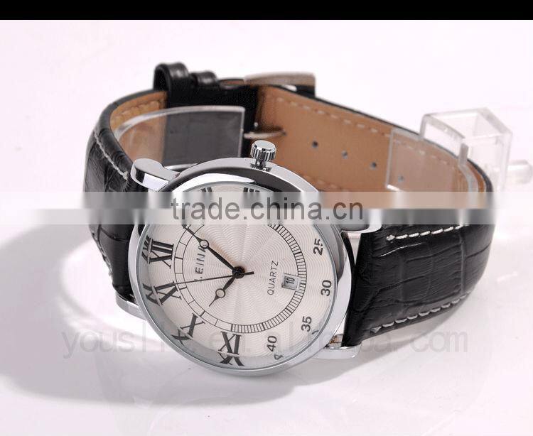 Newest Leather Strap Men Wrist Watch Gift KING SILIVER