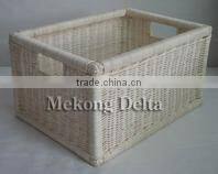 Woven 100% Rattan Storage Basket White Color