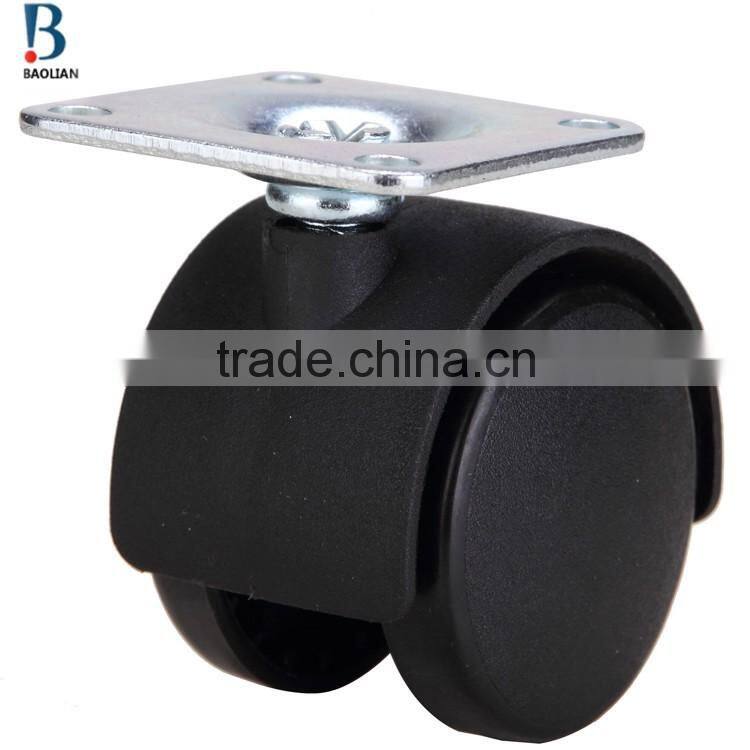 china high quality cheap 1.5 inches black suitcase nylon plastic fixed furniture caster wheels