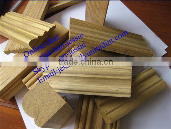 unpainted wood baseboard