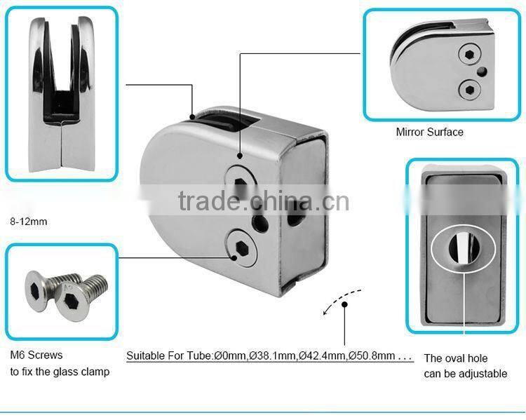 stainless steel railing glass clip for indoor and outdoor handrail