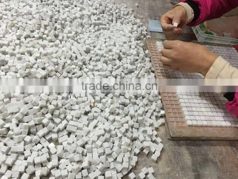 Bianco carrara white marble random strip mosaic tile