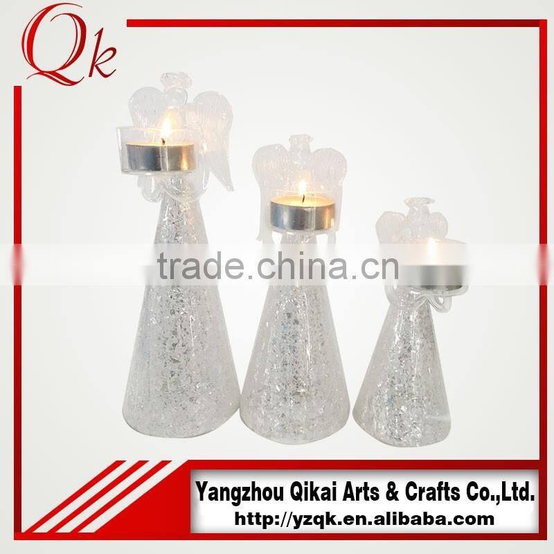Unique modeling glass angels glass crafts with candlestick for home decoration