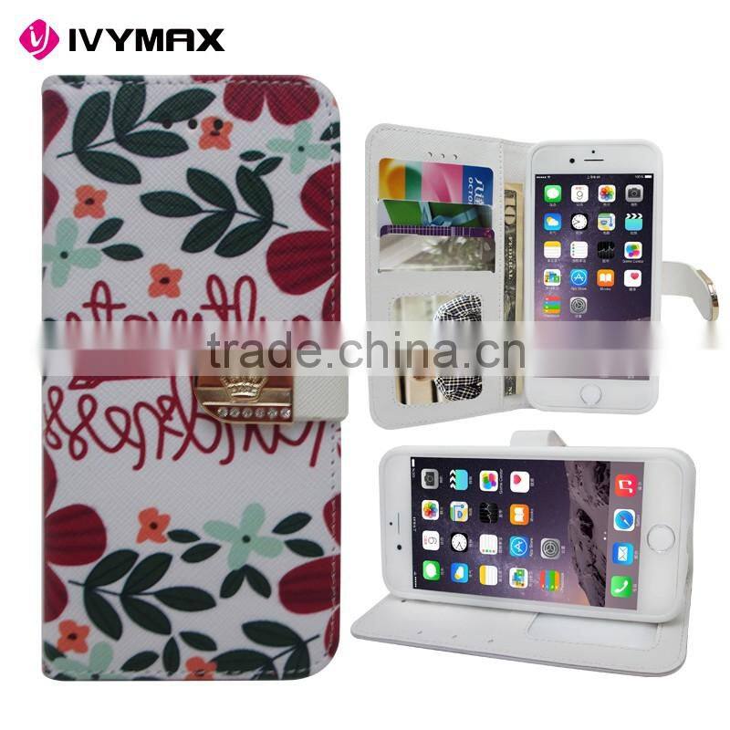 Best selling products phone leather pouch case with metal diamond buckle for apple iphone 6s mobile phone cover