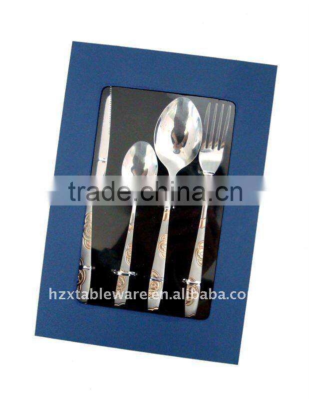 86pcs cutlery set with Satin & Gold