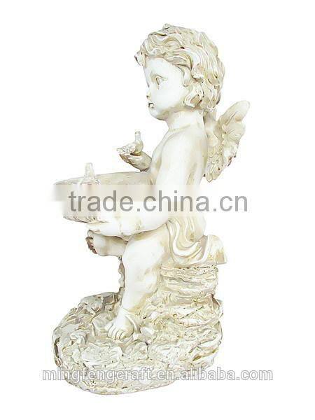 Polyresin Garden angel statues bird feeder