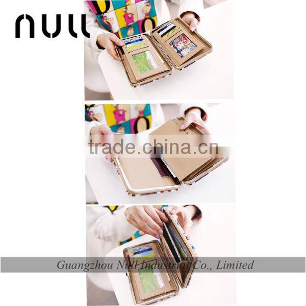 Passport cell phone and card holer leather young girl wallet with frame