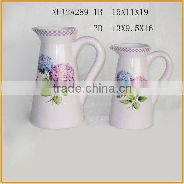Hot sale round ceramic newest style decoration curved flower pot