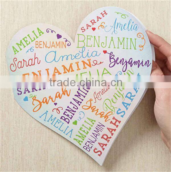 Hot sale creative heart shape handmade greeting card with envelope