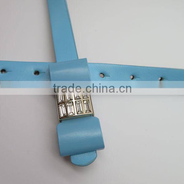 Candy color fashion skinny belt with glass for dress