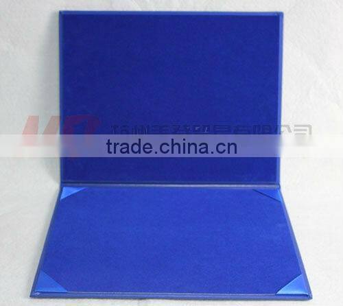 Royal Blue Leatherette Diploma Folder Covers Four Satin Corners with Velvet Inside-Tent Style