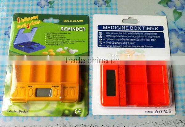 4 Large Compartments Alarm digital Pill box Timer Countdown Timer