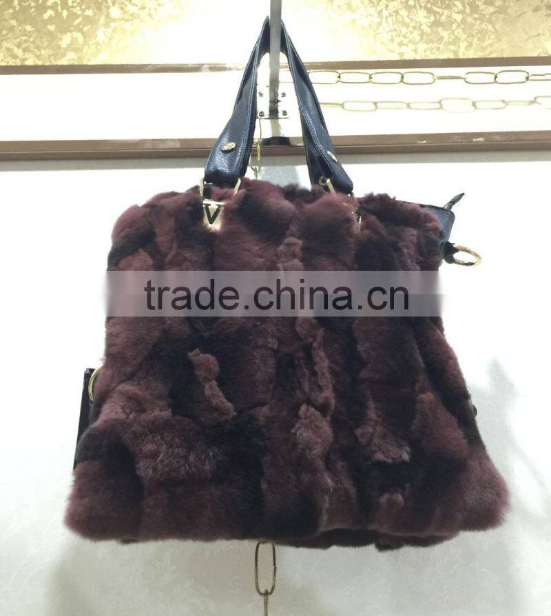 lady's rex rabbit fur handbag