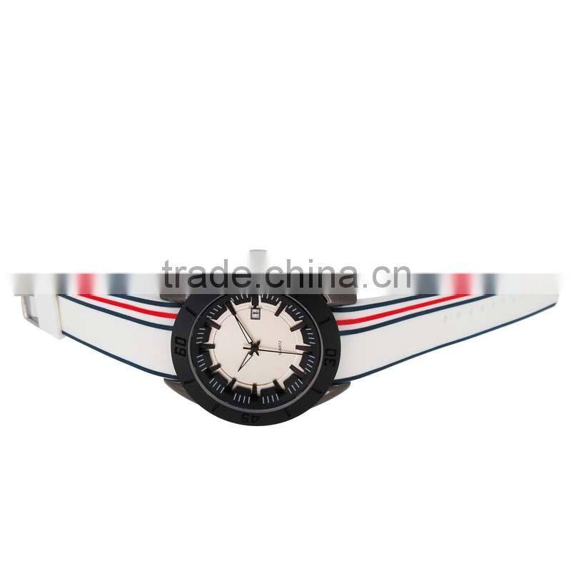 Leather strap sport men watch whit japan movt