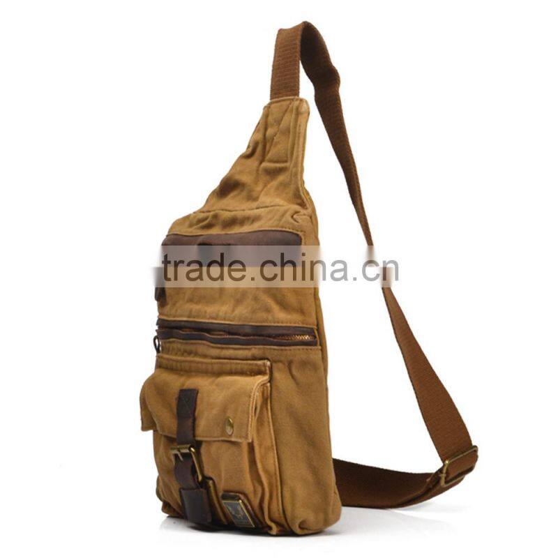 Customized men casual cross body sling canvas chest shoulder bag in china