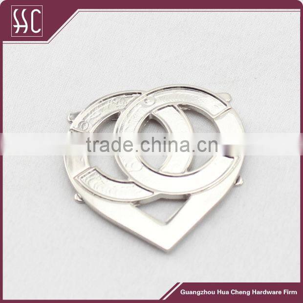 heart shape nickel plate metal brand logo label