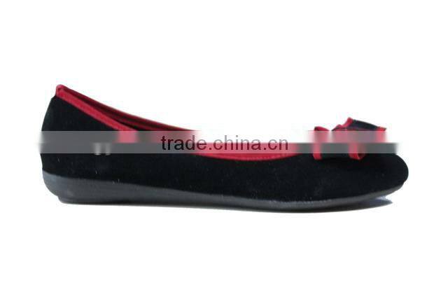 2014 fashionable flat shoes with red bow lovely shoes for ladies